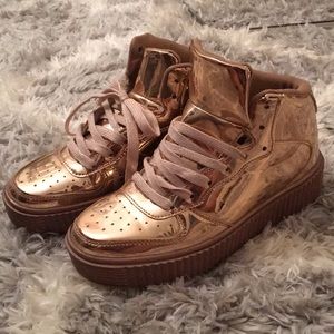 Shiny Rose Gold Sneakers